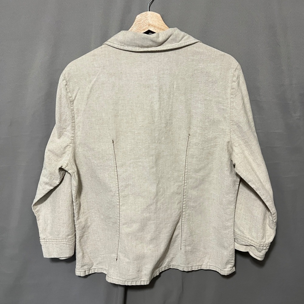 Bobbie Brooks Y2K Embroidered Cotton Jacket Button Front‎ 3/4 Sleeve Oatmeal L - Picture 5 of 8